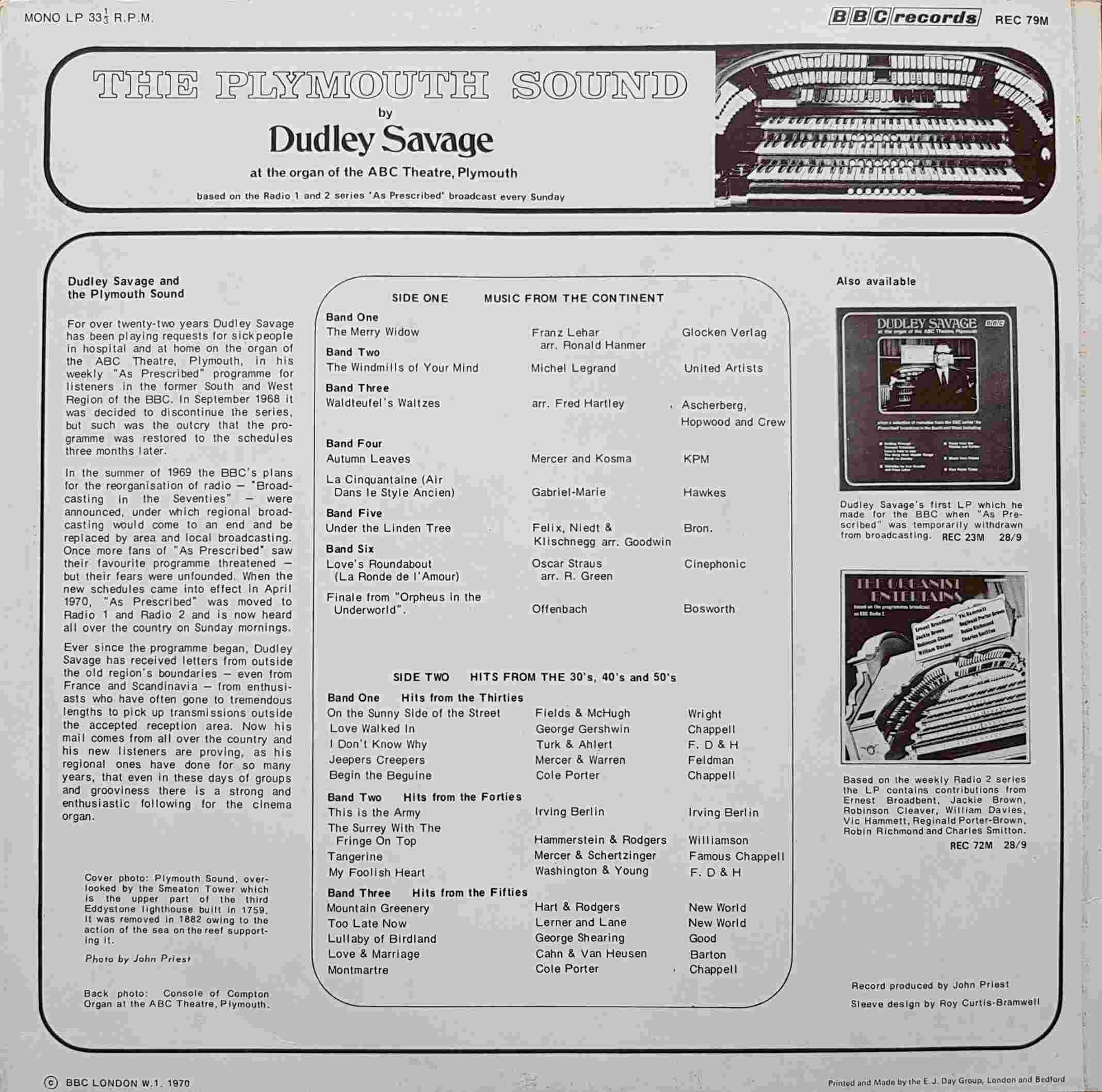 Picture of REC 79 Plymouth sound by artist Dudley Savage from the BBC records and Tapes library
